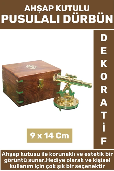 Yüksek Kaliteli Erkek Arkadaş Sevgili Baba Hediyelik Dekoratif Koleksiyon Ahşap Kutu Pusulalı Dürbün ürün görseli