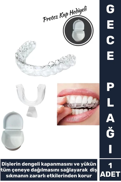 Premium Diş Çene Sıkma Gıcırdatma Bruksizm Önleme Gece Plağı Koruyucu Uyku Aparatı +Protez Kap