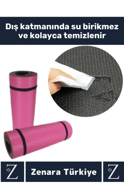 Premium Kompakt Taşıma Askılı Çift Taraflı Su Geçirmez Kamp Uyku Minder Yoga Pilates Matı 10 Mm 2'li - 3