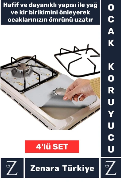 Premium Yüksek Kalite Uzun Ömürlü Kolay Temizlenir Yağ Kir Çözücü Ocak Koruyucu 4'lü Alüminyum Ped