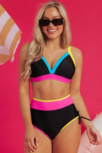 Kadın Yüksek Bel Bikini Takımı (Siyah)