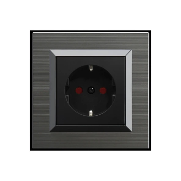 Ovivo Quantum Manyetik Gri Çocuk Korumalı Priz Çerçeve