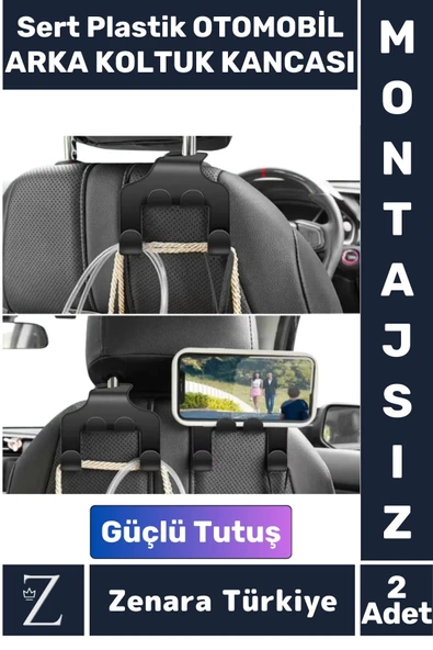 Premium Sert Plastik Yüksek Ağırlık Güçlü Tutuş Çanta Takım Elbise Araç Arka Koltuk Kancası 2 Adet ürün görseli