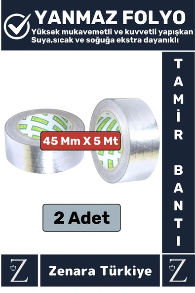 Suya Yüksek Sıcaklığa Dayanıklı Tamir Soba Boru Yama Alüminyum Yanmaz Folyo Bant 45 Mm-5 Mtr 2 Adet