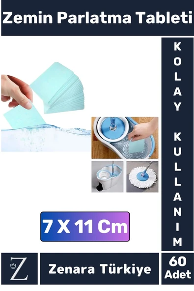 Premium Dükkan Fayans Ahşap Parçalanabilir Pratik Kullanım Zemin Parlatma Temizleme Tableti 60 Adet