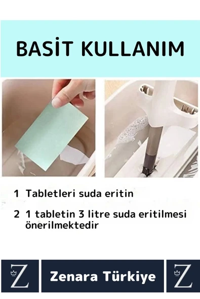 Premium Dükkan Fayans Ahşap Parçalanabilir Pratik Kullanım Zemin Parlatma Temizleme Tableti 20 Adet - 2