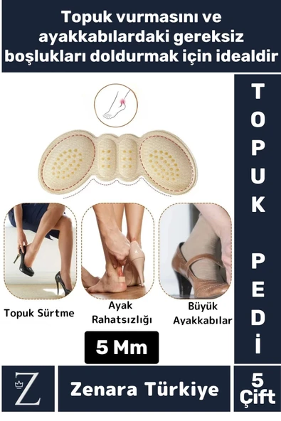 Premium Ayak Topuk Vurma Taban Arkası Koruyucu Ayakkabı Boşluk Doldurma Daraltma Pedi 5 Mm 5 Çift ürün görseli