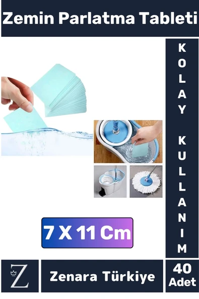 Premium Dükkan Fayans Ahşap Parçalanabilir Pratik Kullanım Zemin Parlatma Temizleme Tableti 40 Adet