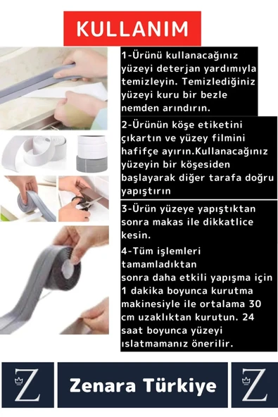 Premium Ekstra Dayanıklı Pvc Yağ Kenar Küf Önleyici Gri Sızdırmaz İzolasyon Bantı 3.2 Mt X 3 Adet - 3