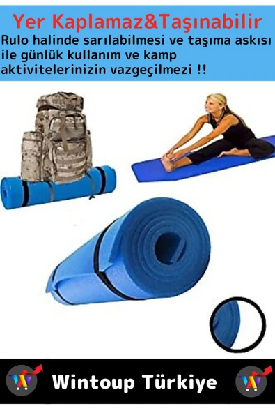 Özel Çift Taraflı Kaymaz Silinebilir Yoga Meditasyon Fitness Kamp Minderi 16 Mm Askılı Mat 2'li Set - 2