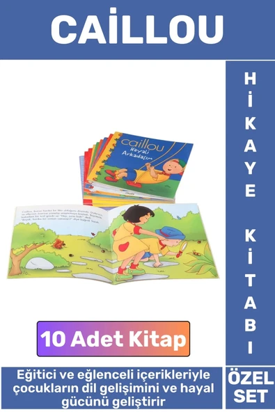 Eğitici Eğlenceli İlgi Çekici Dil Bilgisi Gelişimi Bebek Çocuk Hikaye Kitapları CAILLOU 10'lu Set