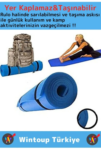 Özel Çift Taraflı Kaymaz Silinebilir Yoga Meditasyon Fitness Kamp Minderi 16 Mm Askılı Mat 2'li Set - 2