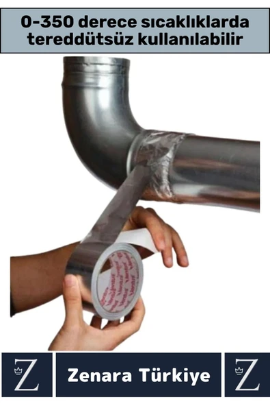 Suya Yüksek Sıcaklığa Dayanıklı Tamir Soba Boru Yama Alüminyum Yanmaz Folyo Bant 45 Mm-5 Mtr 2 Adet - 3