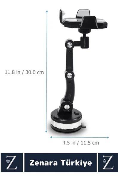 Premium 4.7-6.7 İnç Uyumlu 360 Derece Dönen Ayarlanabilir 3 Kademeli Çok Fonksiyonlu Telefon Tutucu - 5