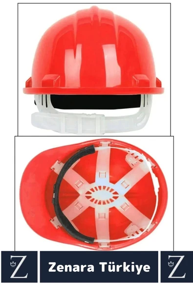 Premium CE Belgeli Ayarlanabilir Ense Bantlı Dayanıklı İnşaat İş Güvenliği Emniyet Bareti Kırmızı - 2