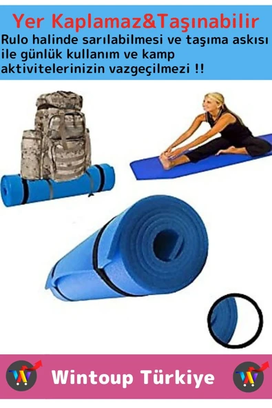 Özel Çift Taraflı Kaymaz Silinebilir Yoga Meditasyon Fitness Kamp Minderi 6,5Mm Askılı Mat 2'li Set - 2