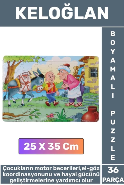 Premium Eğlenceli El Göz Koordinasyonu Motor Becerisi 36 Parça Boyamalı Puzzle KELOĞLAN ürün görseli