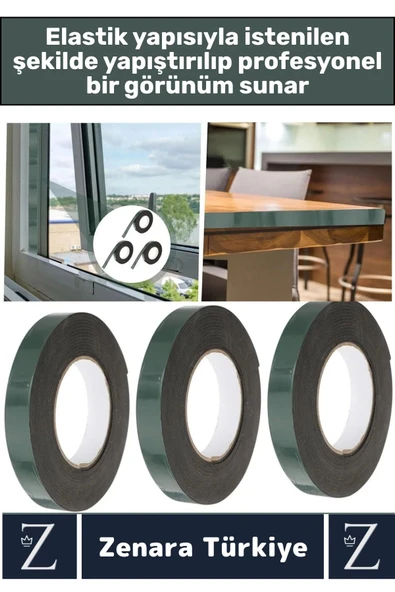 Ultra Güçlü İz Bırakmaz Elastik Kolay Şekil Alan Çift Taraflı Akrilik Köpük Bant 10Mm-10Metre 4 Adet - 2