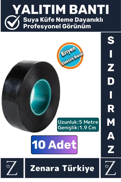 Premium Yanmaz Su Geçirmez Ekstra Güçlü Yapışkanlı Kendinden Eriyen Kauçuk Yalıtım Bant 5 Mt X 10 Ad