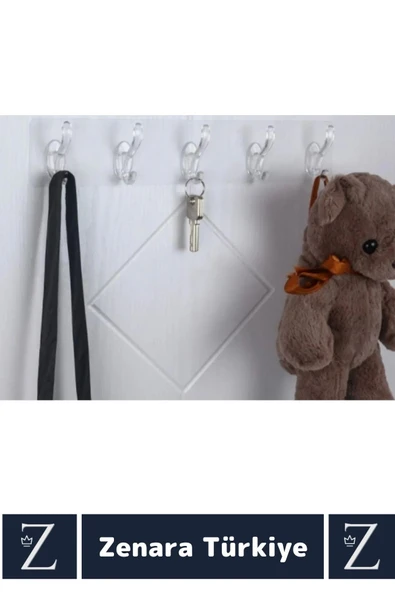 Premium Çok Fonksiyonlu Mutfak Banyo Askısı İz Bırakmaz Kendinden Yapışkanlı 5 Kancalı Askı Seti - Resim 2