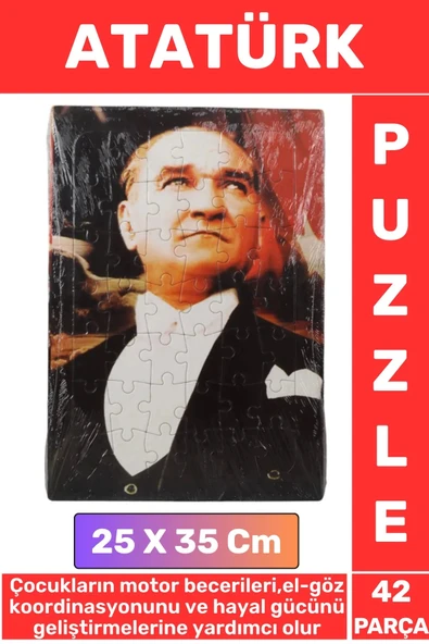 Premium Eğitici Eğlenceli El-Göz Koordinasyonu Motor Becerisi Geliştiren 42 Parça Puzzle ATATÜRK ürün görseli