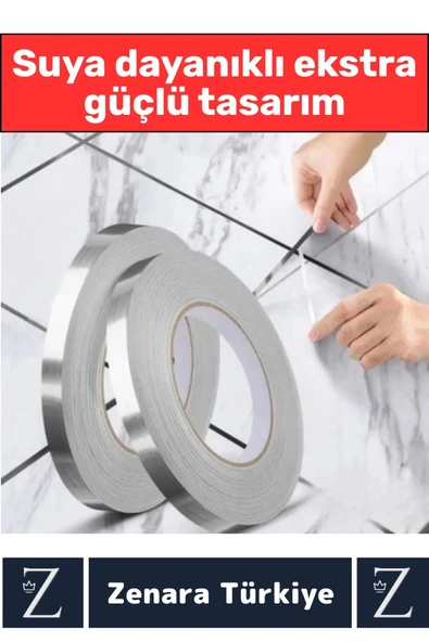 Premium Güçlü Kendinden Yapışkanlı Su Geçirmez Fayans Arası Şerit Derz Bant 1 Cm X 50 Metre 2 Adet - 2
