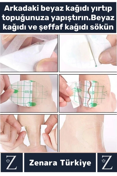 Gündelik İnce Nefes Alabilir Su Geçirmez Kulak Su Kaçma Ayakkabı Topuk Vurma Önleyici Bant 50 Adet - Resim 3