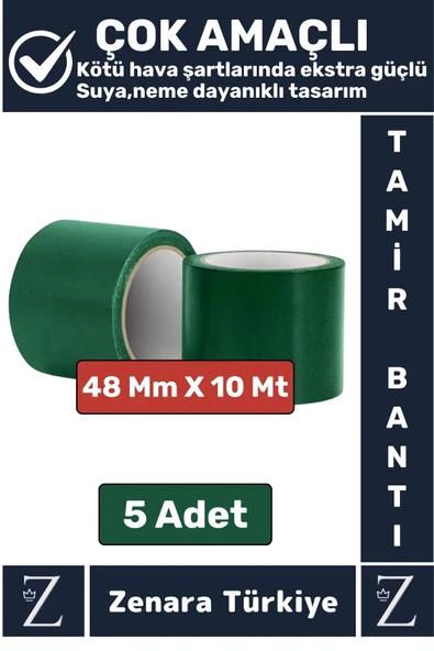 Ultra Güçlü Suya Neme Dayanıklı Çok Amaçlı Onarım Tamir İzolasyon Bantı Yeşil 48 Mmx10 Mt 5 Adet
