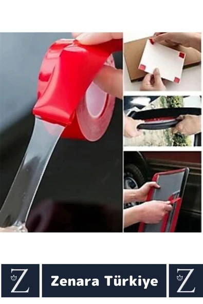 Premium Nano Teknoloji Güçlü Tamir Cam İç Dış Mekan Montaj Çift Taraflı Şeffaf Bant 1.5 Mt X 4 Adet - 6