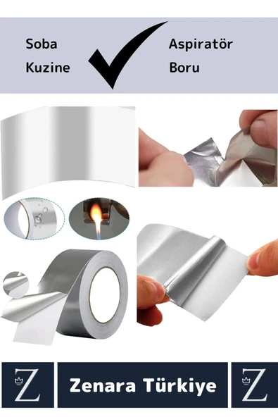 Suya Yüksek Sıcaklığa Dayanıklı Tamir Soba Boru Yama Alüminyum Yanmaz Folyo Bant 45 Mm-5 Mtr 2 Adet - 4