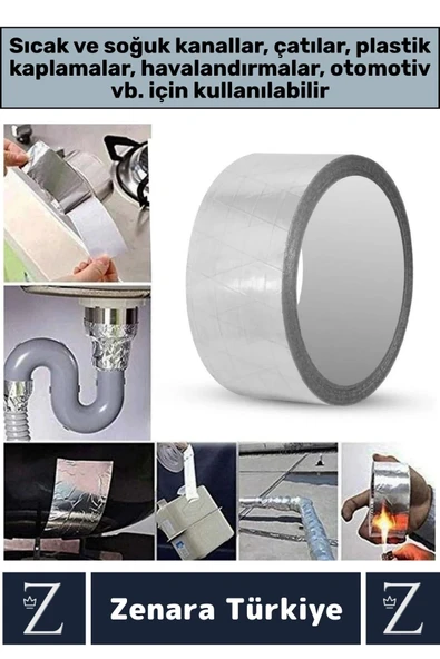 Suya Yüksek Sıcaklığa Dayanıklı Tamir Soba Boru Yama Alüminyum Yanmaz Folyo Bant 45 Mm-5 Mtr 2 Adet - 2