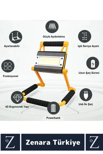 Premium Uzun Ömürlü Kamp Avcı Deprem 3 Modlu 360 Derece Döner Şarjlı 1300 Lümen LED AYDINLATMA - 2