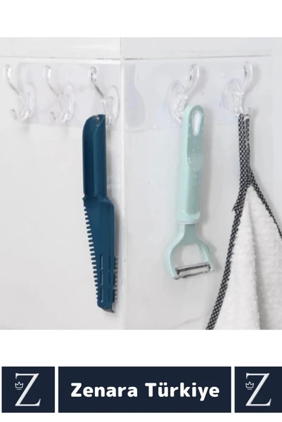 Premium Çok Fonksiyonlu Mutfak Banyo Askısı İz Bırakmaz Kendinden Yapışkanlı 5 Kancalı Askı Seti - Resim 3