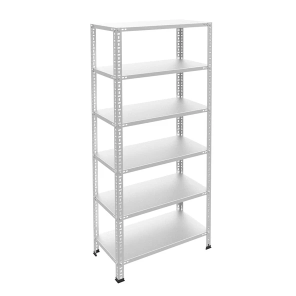 6 Katlı Galvaniz Çelik Raf - Depo, Arşiv, Kiler, Dosya, Market Rafı  31x60 cm 200 cm 0.70 mm ürün görseli 1