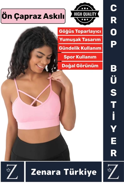 Luxery Göğüs Toparlayan Sarkma Önleyen Spor Gündelik Kullanım Ön Çapraz Askılı Micro Crop Büstiyer