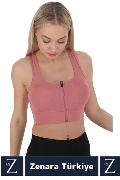 Yüksek Kaliteli Sarkma Önleyen Göğüs Toparlayıcı Spor Gündelik Kullanım Fermuarlı Şık Crop Büstiyer - 2