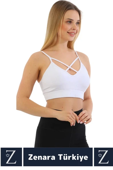 Luxery Göğüs Toparlayan Sarkma Önleyen Spor Gündelik Kullanım Ön Çapraz Askılı Micro Crop Büstiyer - 2