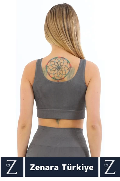 Yüksek Kaliteli Göğüs Toparlayan Sarkma Önleyen Gündelik Spor Kullanım Kalın Askılı Crop Büstiyer - 3