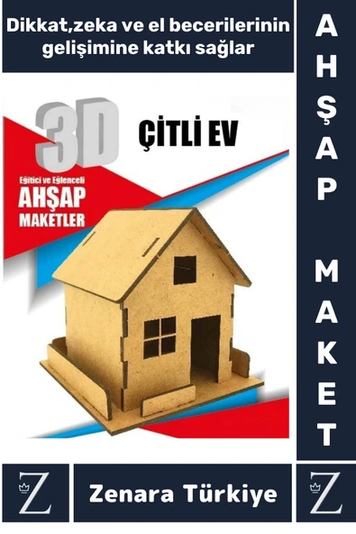 Premium Görsel Zeka El Becerisi Geliştirici Boyanabilir Puzzle Oyun Dekoratif Demonte Ahşap 3D Maket