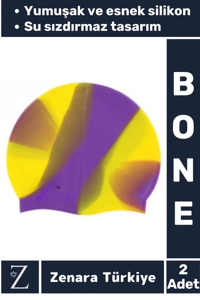 Premium Su Geçirmez Elastik Yumuşak Yüzücü Havuz Deniz Yüzme Şapkası Esnek Silikon Bone 2'Li SET