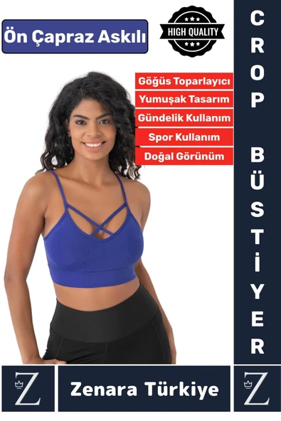 Luxery Göğüs Toparlayan Sarkma Önleyen Spor Gündelik Kullanım Ön Çapraz Askılı Micro Crop Büstiyer