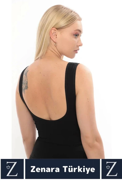 Özel Model Göğüs Toparlayan Sarkma Önleyen Gündelik Spor Kullanım Kalın Askılı Fitilli Crop Büstiyer - 3