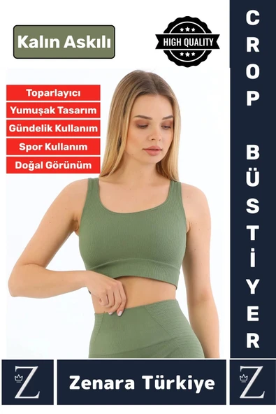 Yüksek Kaliteli Göğüs Toparlayan Sarkma Önleyen Gündelik Spor Kullanım Kalın Askılı Crop Büstiyer
