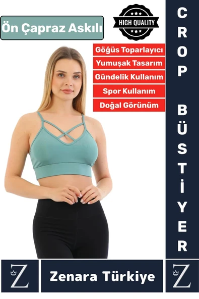 Luxery Göğüs Toparlayan Sarkma Önleyen Spor Gündelik Kullanım Ön Çapraz Askılı Micro Crop Büstiyer