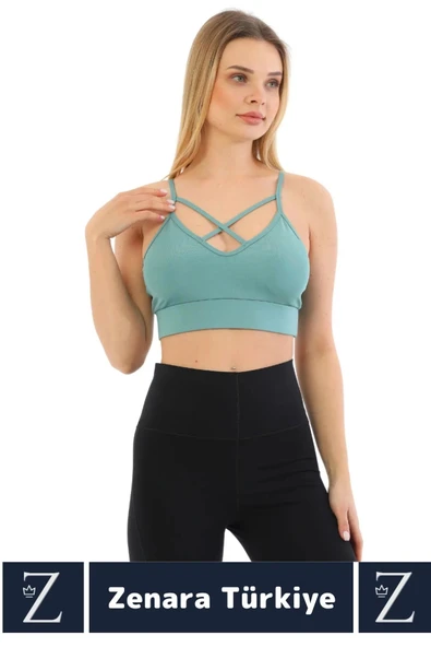 Luxery Göğüs Toparlayan Sarkma Önleyen Spor Gündelik Kullanım Ön Çapraz Askılı Micro Crop Büstiyer - 3