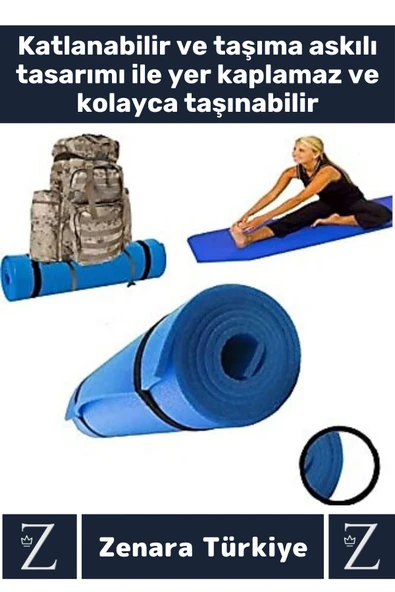 Özel Üretim Kompakt Taşıma Askılı Çift Taraflı Su Geçirmez Kamp Uyku Minder Yoga Pilates Matı 6,5 Mm - 2