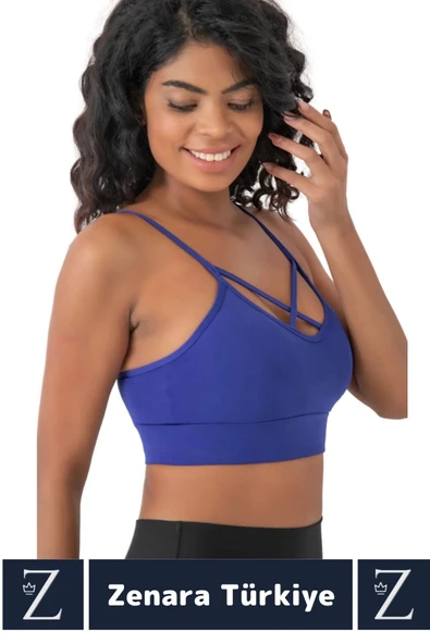 Luxery Göğüs Toparlayan Sarkma Önleyen Spor Gündelik Kullanım Ön Çapraz Askılı Micro Crop Büstiyer - 2