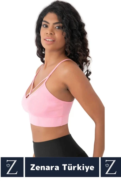 Luxery Göğüs Toparlayan Sarkma Önleyen Spor Gündelik Kullanım Ön Çapraz Askılı Micro Crop Büstiyer - 2