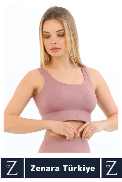 Yüksek Kaliteli Göğüs Toparlayan Sarkma Önleyen Gündelik Spor Kullanım Kalın Askılı Crop Büstiyer - 2