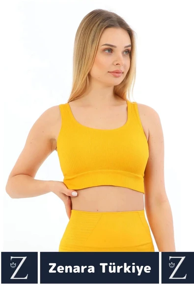 Yüksek Kaliteli Göğüs Toparlayan Sarkma Önleyen Gündelik Spor Kullanım Kalın Askılı Crop Büstiyer - 2